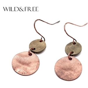 Antique Copper and Gold Drop Earrings